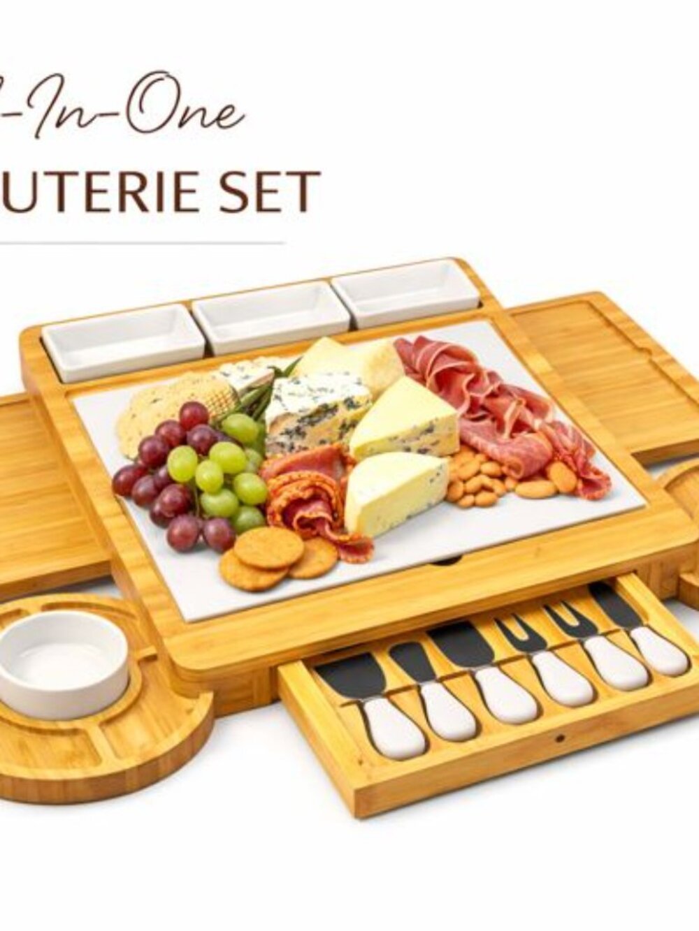 Charcuterie Bamboo Cheese Board Set - Bonus Bottle opener - NWT - Picture 10 of 13